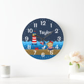 Affenrot und Marine Große Wanduhr (Zuhause)