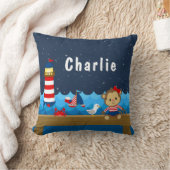 Affenrot und Marine Kissen (Decke)