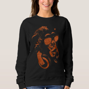 Affenschimmel mit Sonnenbrille und Kopfhörern Sweatshirt