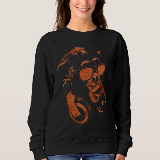Affenschimmel mit Sonnenbrille und Kopfhörern Sweatshirt (Vorderseite)