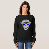 Affenschimp mit Regenbogensonnenbrille Rainbow Mon Sweatshirt (Vorne ganz)