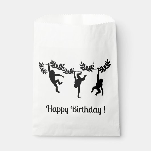 Affentruppe glücklich Geburtstag Geschenktütchen (Vorderseite)