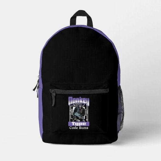 Affentyp, Code führt einen lustigen Vollstapelentw Bedruckter Rucksack (Vorderseite)
