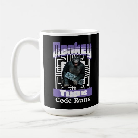 Affentyp, Code führt einen lustigen Vollstapelentw Kaffeetasse (Links)