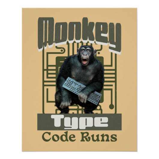 Affentyp, Code führt einen lustigen Vollstapelentw Poster (Vorderseite)