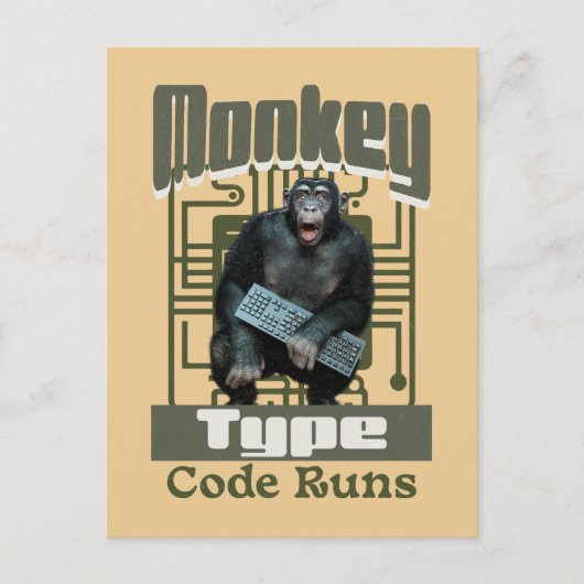 Affentyp, Code führt einen lustigen Vollstapelentw Postkarte (Vorderseite)