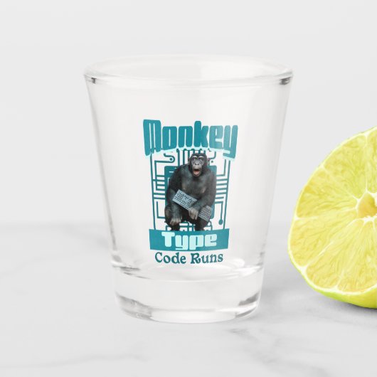 Affentyp, Code führt einen lustigen Vollstapelentw Schnapsglas (Vorderseite)