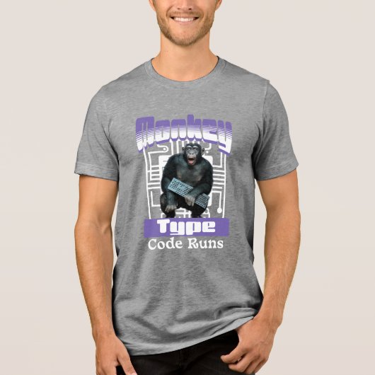 Affentyp, Code führt einen lustigen Vollstapelentw Tri-Blend Shirt (Vorderseite)