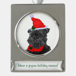 Affepinscher Personalisierter Weihnachten Banner-Ornament Silber