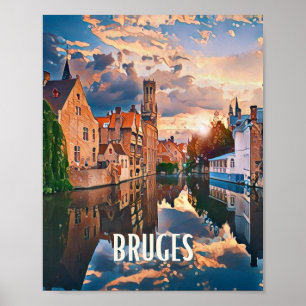 Affiche Bruges Belgique Photo Vintage Poster