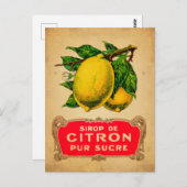 Affiche citron, Zitrone, Obst, Zitrusfrüchte, grün Postkarte (Vorne/Hinten)