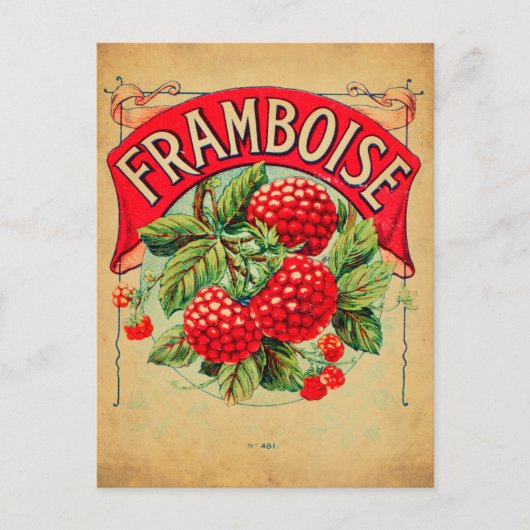 Affiche framboise, Frucht, Erdbeere, Himbeere, s Postkarte (Vorderseite)