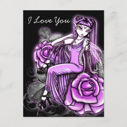 "Affinität" rosa Rose Fairy Art Avery Postcard Postkarte (Vorderseite)
