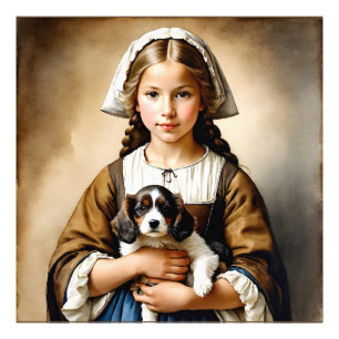 "Affinitäts-Mädchen" "Cornelia" mit Welpe Fotodruck