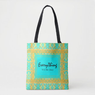 Affirmation alles wird in Ordnung Blau und Gold Tasche