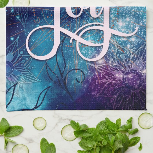 Affirmation Aqua Lila Blue Folge deiner Freude Geschirrtuch (Gefaltet)