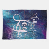 Affirmation Aqua Lila Blue Folge deiner Freude Geschirrtuch (Horizontal)