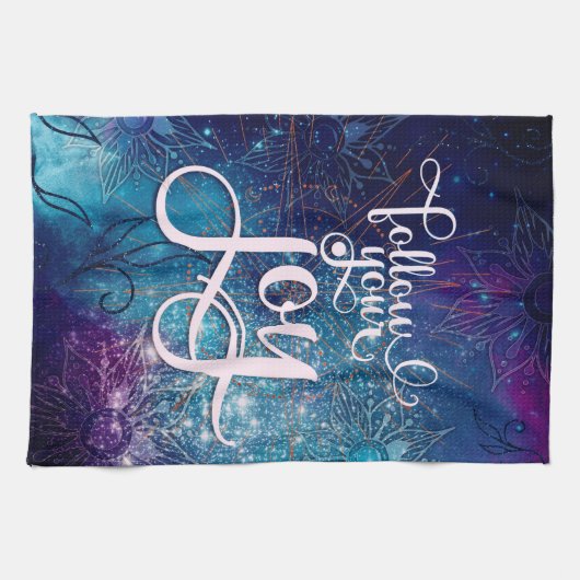 Affirmation Aqua Lila Blue Folge deiner Freude Geschirrtuch (Horizontal)