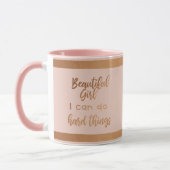 Affirmation Beautiful Girl Motivierend Monogram Tasse (Links)