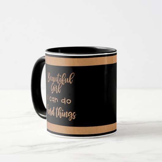 Affirmation Beautiful Girl Motivierend Monogram Tasse (Vorderseite Links)