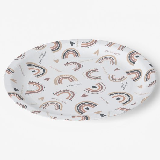 Affirmation Boho Rainbow Theme Party Paper Teller (Schrägansicht)