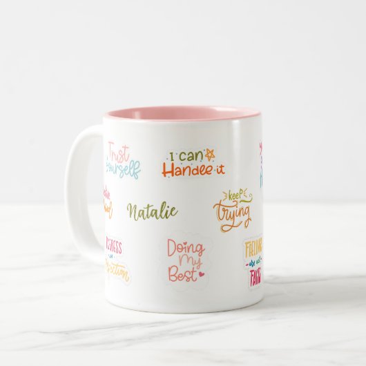 Affirmation Custom Manifestation Zweifarbige Tasse (Vorderseite Links)