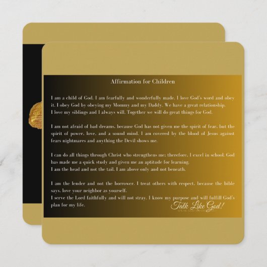 Affirmation for Children-Single Note Card Dankeskarte (Vorne/Hinten)