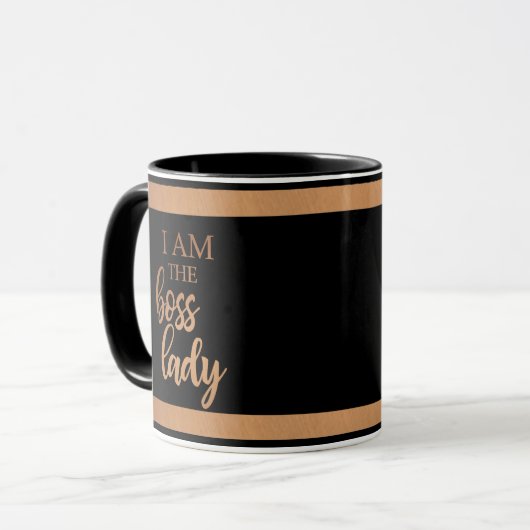 Affirmation I Bin Boss Lady Motivierend Monogram Tasse (Vorderseite Links)