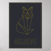 Affirmation Poster Gelben Origami Fuchs glauben (Vorne)