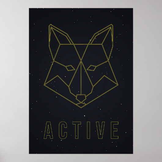 Affirmation poster gelbes Origami fox aktiv (Vorne)