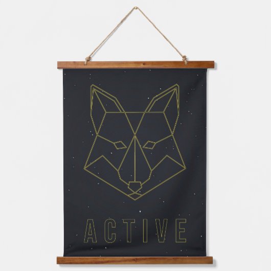 Affirmation poster gelbes Origami fox aktiv Wandteppich Mit Holzrahmen (Vorderseite)