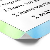 Affirmation Self-Worth Sie zählen Regenbogenglanz Poster (Ecke)