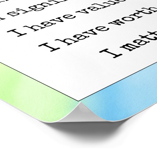 Affirmation Self-Worth Sie zählen Regenbogenglanz Poster (Ecke)