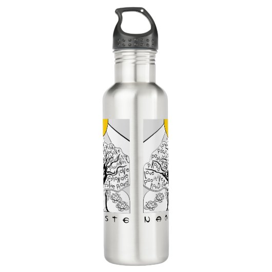 Affirmation Yoga Tree Wasser Flasche Edelstahlflasche (Rückseite)