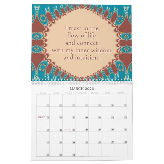 Affirmations Artistry 12-monatiger Kalender (Mär 2026)