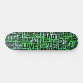 Affirmations black - green paint skateboard (Horizontal)
