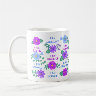 Affirmations Create your own quotes Lila floral Kaffeetasse