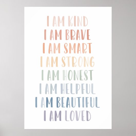 Affirmations for Kids, Rainbow Affirmations Poster (Vorne)
