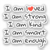 Affirmations Heart Typografy Red Black Aufkleber (Vorderseite)