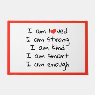 Affirmations Heart Typografy Red Black Fußmatte