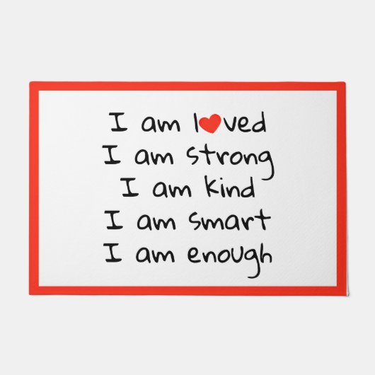 Affirmations Heart Typografy Red Black Fußmatte (Vorderseite)