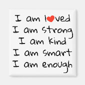 Affirmations Heart Typografy Red Black Magnet (Vorne)