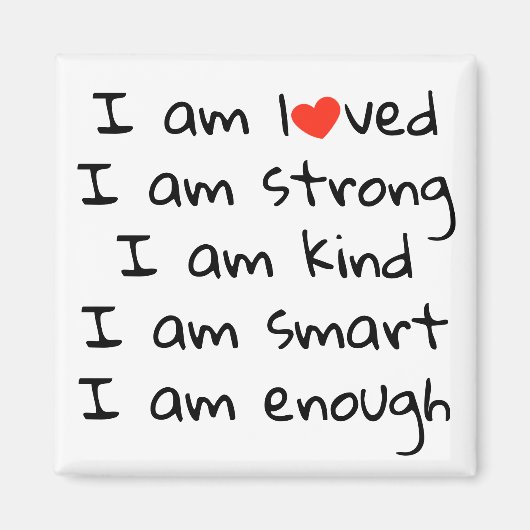 Affirmations Heart Typografy Red Black Magnet (Vorne)