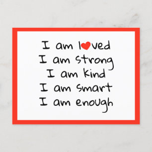 Affirmations Heart Typografy Red Black Postkarte