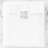 Affirmations Heart Typografy Red Black Runder Aufkleber (Tasche)