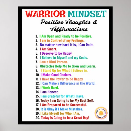 Affirmations Office Poster - Warrior Mindset (Vorne)