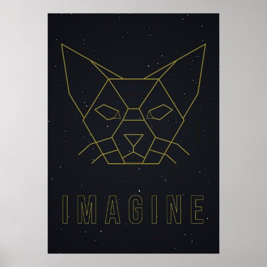 Affirmative Poster Origami Katze mit Wort vorstell (Vorne)