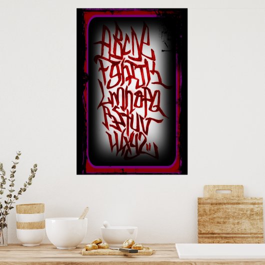 Affisch - Alfabet graffitti - röd Poster (Küche)