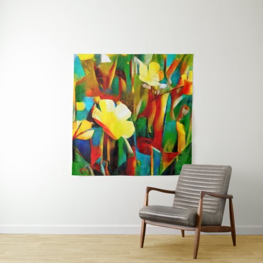 Affodien. Abstrakte Blumenkomposition in einem Wür Wandteppich (Beispiel)