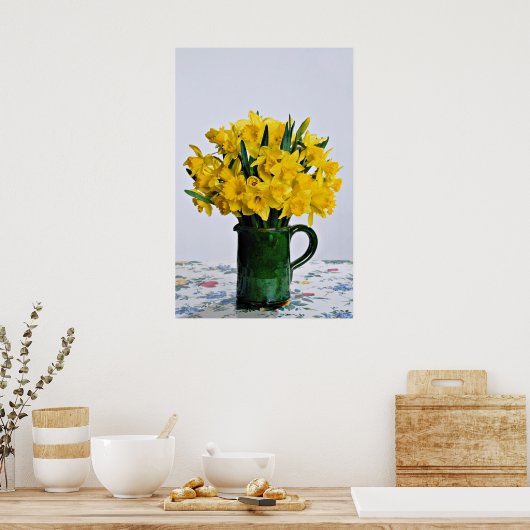 Affodien in grünen Vase-Blume Poster (Küche)